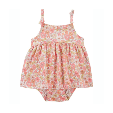 Banho de sol bebê com mini flores rosa - vestido Carter's