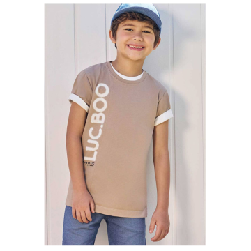 Camiseta em Meia Malha Bege Escuro Lucboo