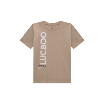 Camiseta em Meia Malha Bege Escuro Lucboo