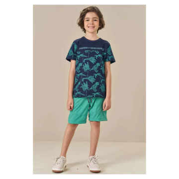 Camiseta Mc  Marinho e Bermuda Verde Lucboo