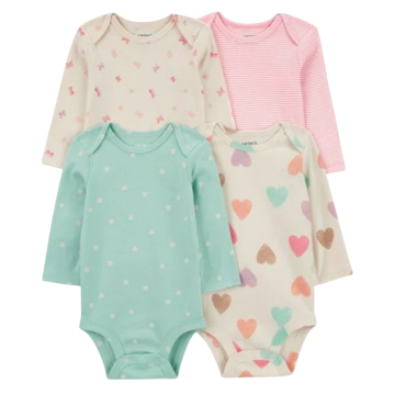 Kit body ML Coração e Borboletas Rosa Carter's