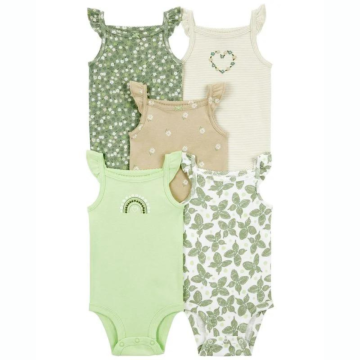 Kit Body Regata Carter's Flores e Borboletas verde