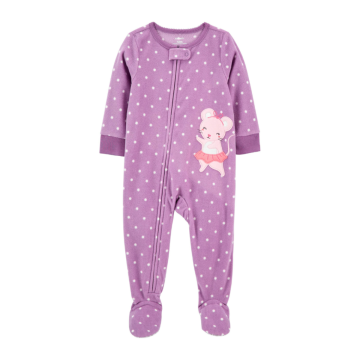 Macacão pijama infantil de fleece poá ratinha lilás - Carter's