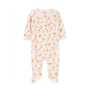Macacão bebê floral com botões rosa Carter's