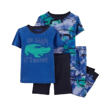 Pijama bebê 4 peças jacaré tie dye azul Carter's 4 Anos
