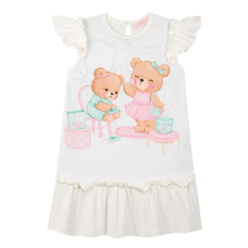 Vestido em Cotton Ursinhos