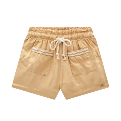 Conj Bata Boxy e Shorts Em Viscose Bege 85233