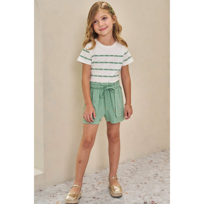 Conj Blusa em Cotton e Shorts em Molevisco Verde Abacate 84938