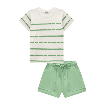 Conj Blusa em Cotton e Shorts em Molevisco Verde Abacate 84938