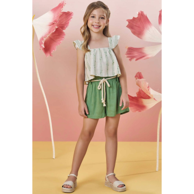 Conj Blusa Boxy Alca e Shorts Verde 85457